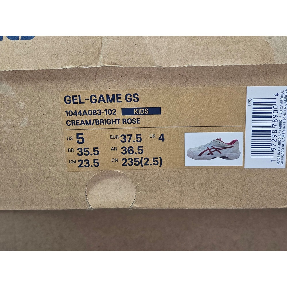NWB Asics Gel-Game GS Tennis Shoes White Pink/Rose Athletic Sneakers Kid SZ 5 - Picture 7 of 8